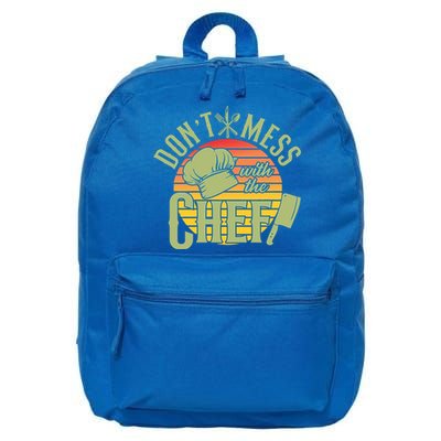 Funny Dont Mess With The Chef Retro Food Lover Cooking Gift 16 in Basic Backpack