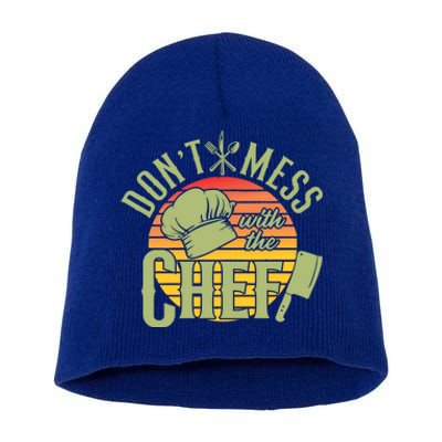 Funny Dont Mess With The Chef Retro Food Lover Cooking Gift Short Acrylic Beanie