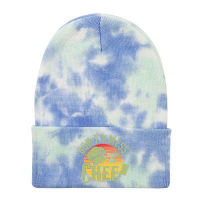 Funny Dont Mess With The Chef Retro Food Lover Cooking Gift Tie Dye 12in Knit Beanie