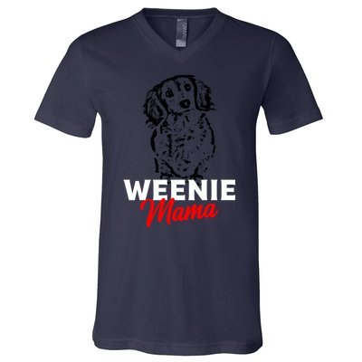 Funny Dachshund Mama Lover Weiner Dog Gift V-Neck T-Shirt