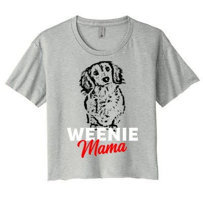 Funny Dachshund Mama Lover Weiner Dog Gift Women's Crop Top Tee