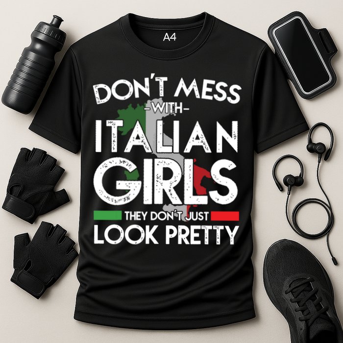 Funny Dont Mess With Italian Girls Italy Flag Pride Roots Cooling Performance Crew T-Shirt