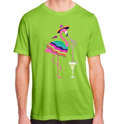 Flamingo Drinking Margarita Mexican Poncho Cinco De Mayo Adult ChromaSoft Performance T-Shirt