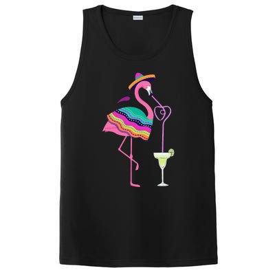 Flamingo Drinking Margarita Mexican Poncho Cinco De Mayo PosiCharge Competitor Tank