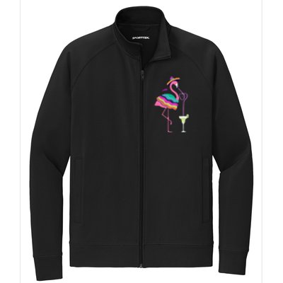 Flamingo Drinking Margarita Mexican Poncho Cinco De Mayo Stretch Full-Zip Cadet Jacket