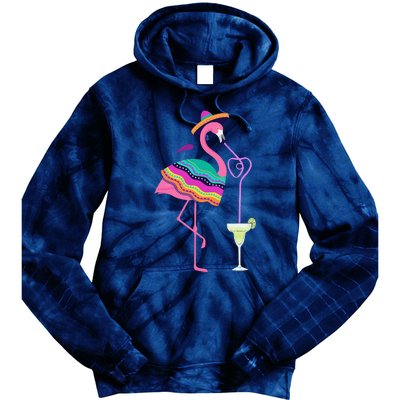 Flamingo Drinking Margarita Mexican Poncho Cinco De Mayo Tie Dye Hoodie