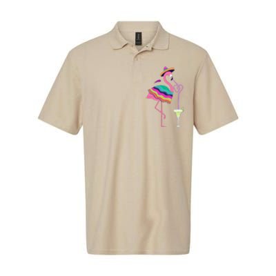 Flamingo Drinking Margarita Mexican Poncho Cinco De Mayo Softstyle Adult Sport Polo