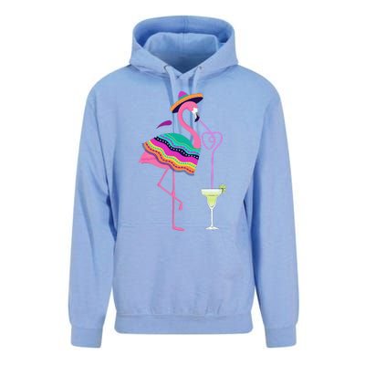 Flamingo Drinking Margarita Mexican Poncho Cinco De Mayo Unisex Surf Hoodie