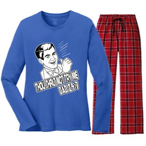 Funny Dad Meme Thou Shalt Not Try Me Fathers Day Funny Gift Women's Long Sleeve Flannel Pajama Set 