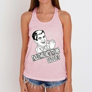 Funny Dad Meme Thou Shalt Not Try Me Fathers Day Funny Gift Women's Knotted Racerback Tank