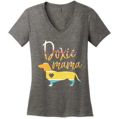 Funny Doxie Mama Dachshund Lovers Gift Women's V-Neck T-Shirt