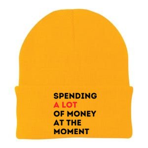 Funny Dad Mom Parents Day Spending A Lot Money At The Moment Knit Cap Winter Beanie