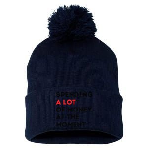 Funny Dad Mom Parents Day Spending A Lot Money At The Moment Pom Pom 12in Knit Beanie