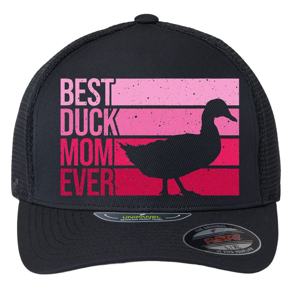 Funny Duck Mom Art For Womens Mother's Day Duck Lovers Flexfit Unipanel Trucker Cap