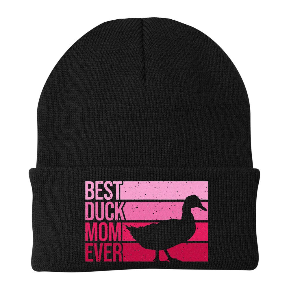 Funny Duck Mom Art For Womens Mother's Day Duck Lovers Beanie