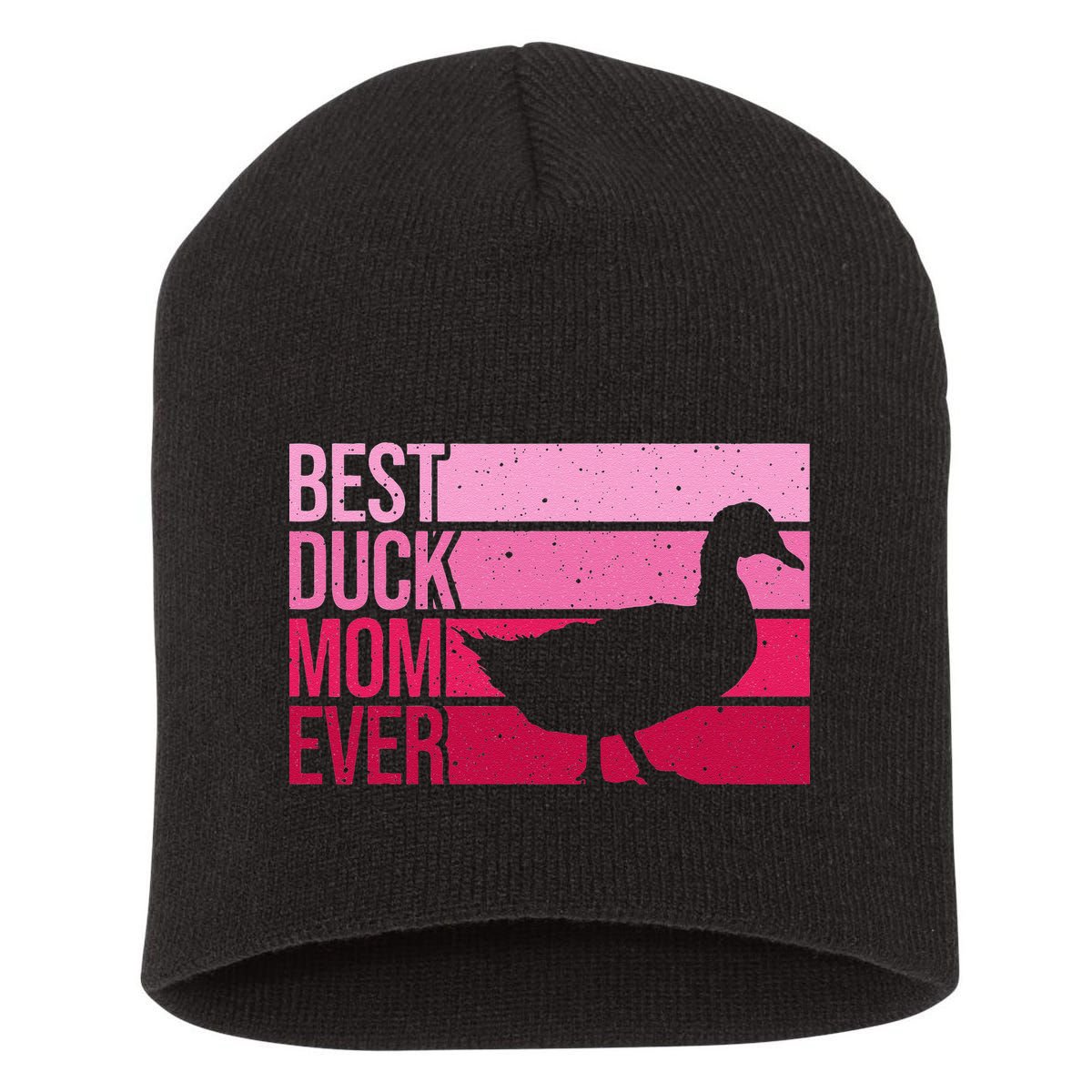 Funny Duck Mom Art For Womens Mother's Day Duck Lovers Short Acrylic Beanie