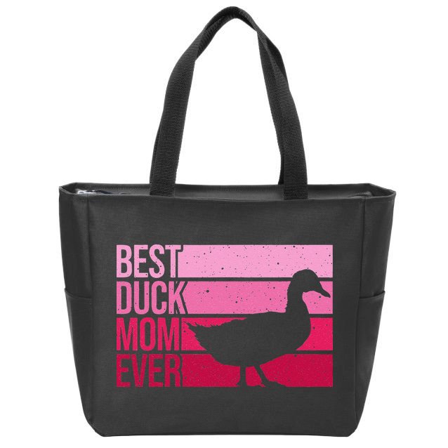 Funny Duck Mom Art For Womens Mother's Day Duck Lovers Zip Tote Bag