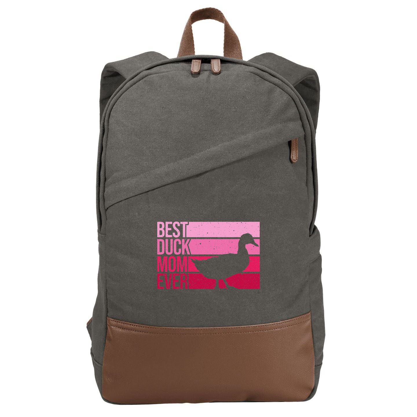 Funny Duck Mom Art For Womens Mother's Day Duck Lovers Cotton Canvas Backpack