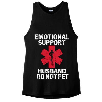 Funny Do Not Pet Emotional Support Husband Ladies PosiCharge Tri-Blend Wicking Tank