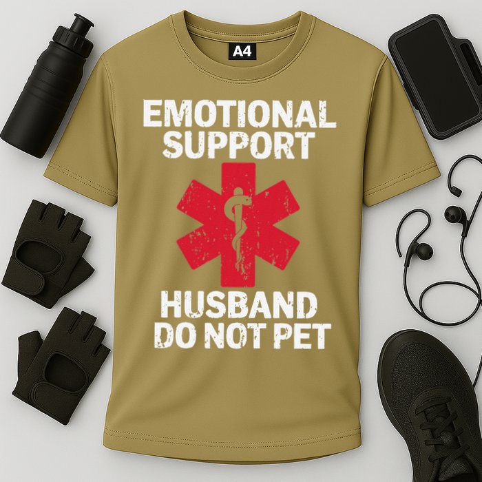 Funny Do Not Pet Emotional Support Husband Cooling Performance Crew T-Shirt