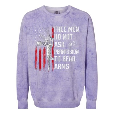 Free Do Not Ask Permission To Bear Arms Pro 2a On Back Colorblast Crewneck Sweatshirt