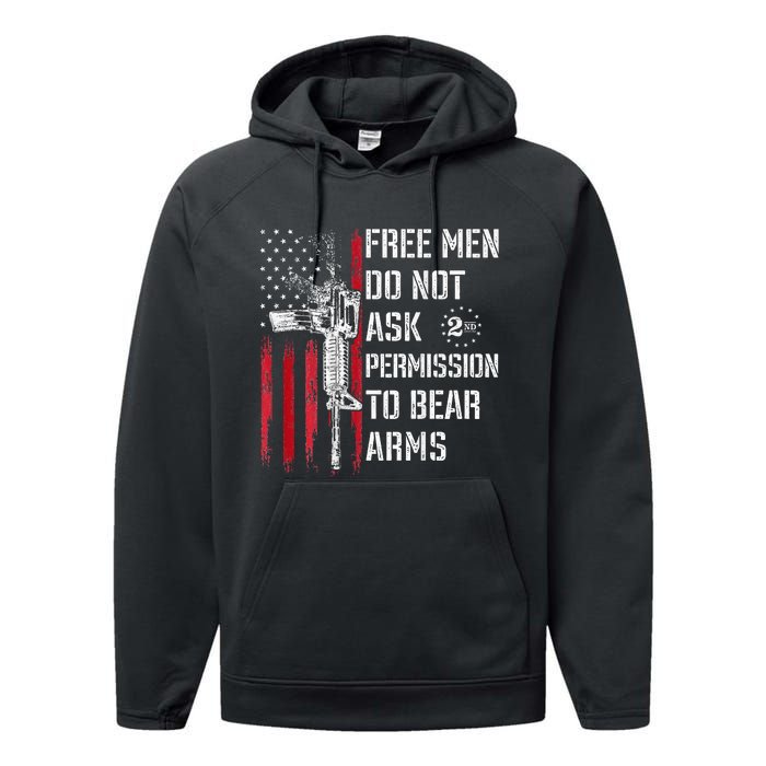 Free Do Not Ask Permission To Bear Arms Pro 2a On Back Performance Fleece Hoodie