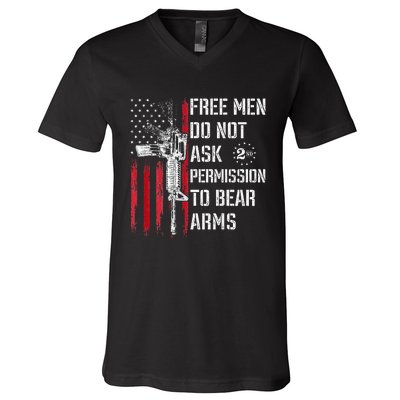 Free Do Not Ask Permission To Bear Arms Pro 2a On Back V-Neck T-Shirt