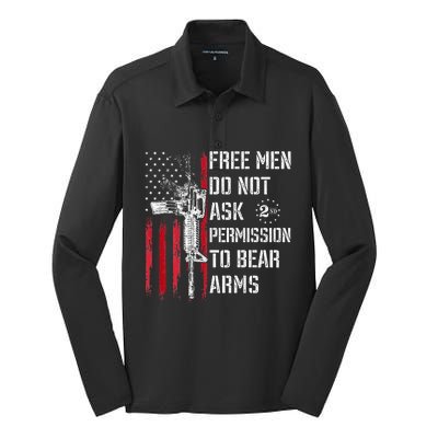 Free Do Not Ask Permission To Bear Arms Pro 2a On Back Silk Touch Performance Long Sleeve Polo