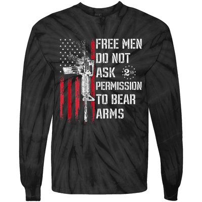 Free Do Not Ask Permission To Bear Arms Pro 2a On Back Tie-Dye Long Sleeve Shirt