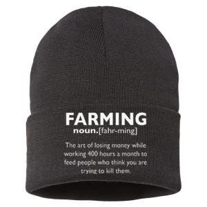 Farming Definition Noun Gift Funny Farmer Sustainable Knit Beanie