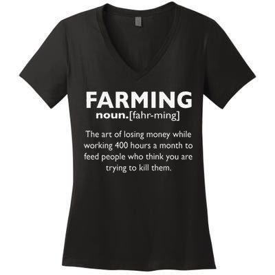 Farming Definition Noun Gift Funny Farmer Women's V-Neck T-Shirt