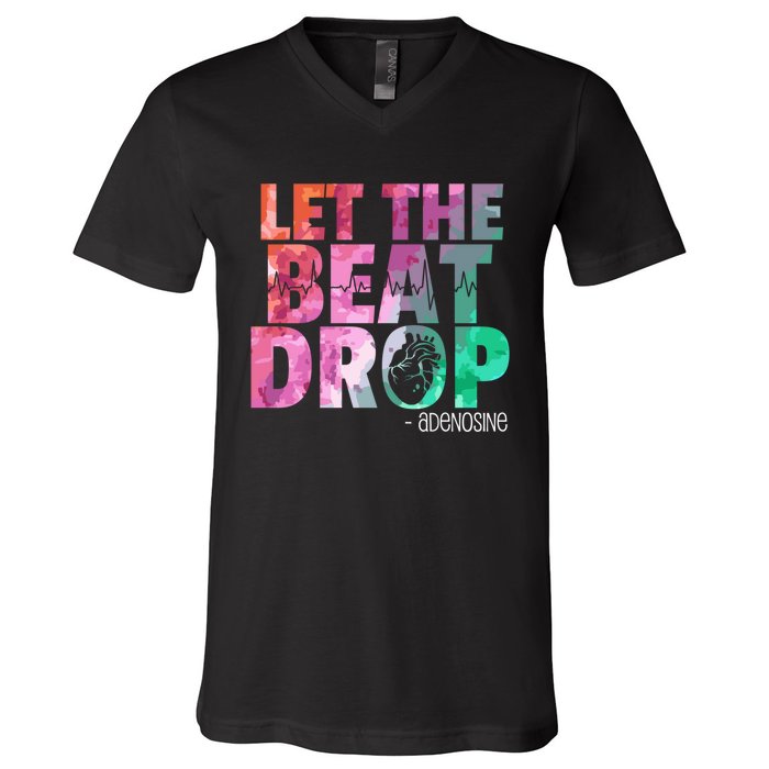 Funny Doctor Nurse Let The Beat Drop Adenosine V-Neck T-Shirt