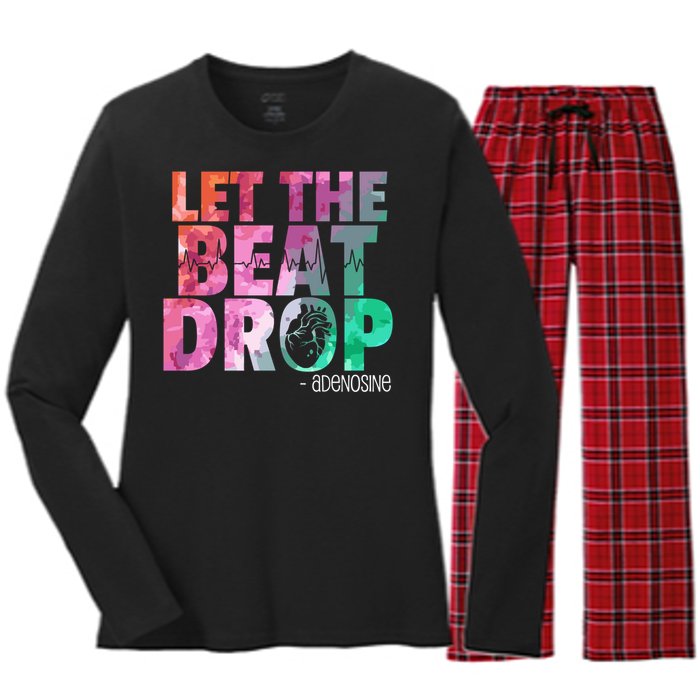 Funny Doctor Nurse Let The Beat Drop Adenosine Women's Long Sleeve Flannel Pajama Set 