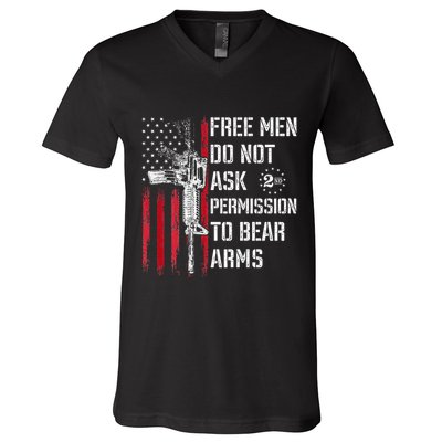 Free Do Not Ask Permission To Bear Arms V-Neck T-Shirt