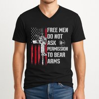 Free Do Not Ask Permission To Bear Arms V-Neck T-Shirt