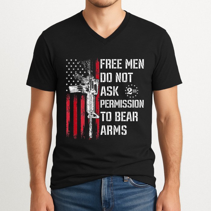 Free Do Not Ask Permission To Bear Arms V-Neck T-Shirt