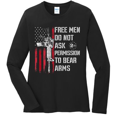 Free Do Not Ask Permission To Bear Arms Ladies Long Sleeve Shirt