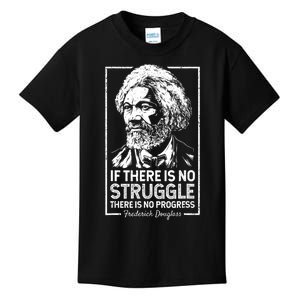 Frederick Douglas No Struggle Progress Black History Kids T-Shirt