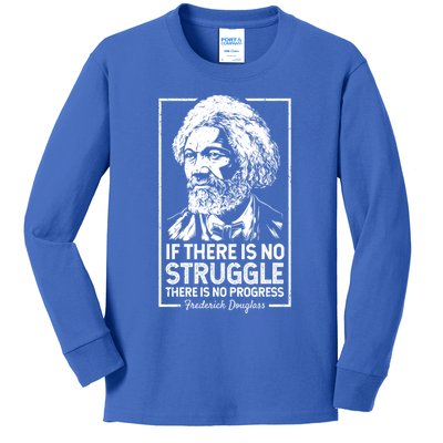 Frederick Douglas No Struggle Progress Black History Gift Kids Long Sleeve Shirt