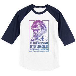 Frederick Douglas No Struggle Progress Black History Gift Baseball Sleeve Shirt