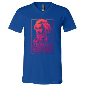 Frederick Douglas No Struggle Progress Black History Gift V-Neck T-Shirt