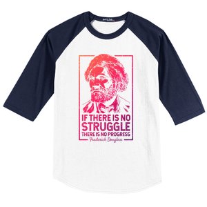 Frederick Douglas No Struggle Progress Black History Gift Baseball Sleeve Shirt