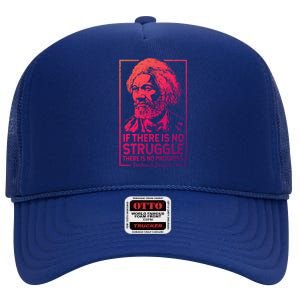 Frederick Douglas No Struggle Progress Black History Gift High Crown Mesh Back Trucker Hat