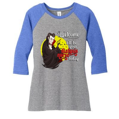 Funny Dialysis Nurse A Vampire Dialysis Nurse Gift Women's Tri-Blend 3/4-Sleeve Raglan Shirt