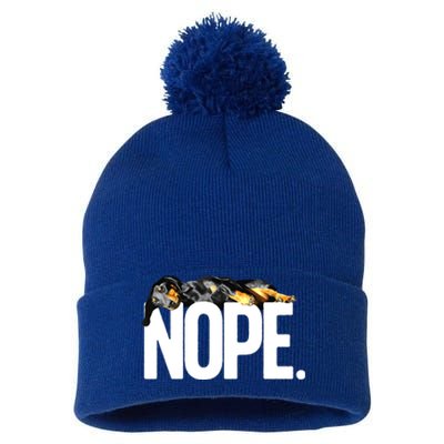 Funny Dachshund Nope Weiner Lovers Gift Pom Pom 12in Knit Beanie