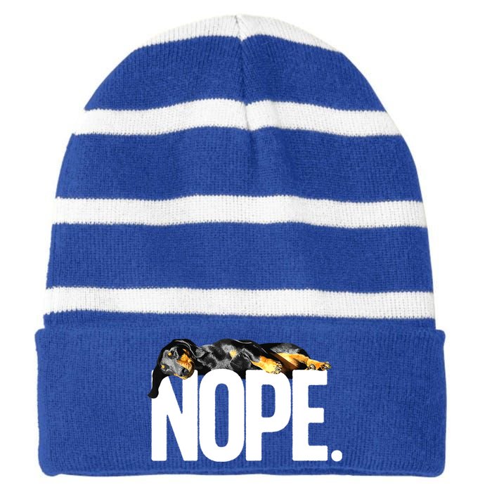 Funny Dachshund Nope Weiner Lovers Gift Striped Beanie with Solid Band