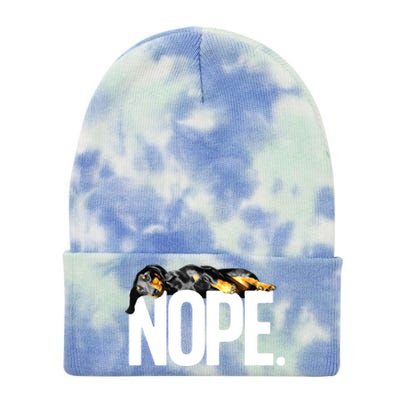 Funny Dachshund Nope Weiner Lovers Gift Tie Dye 12in Knit Beanie