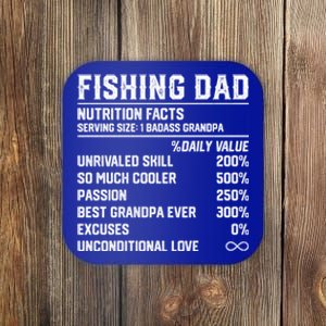 Fishing Dad Nutrition Facts Funny Bass Fish Dad Gift Coaster