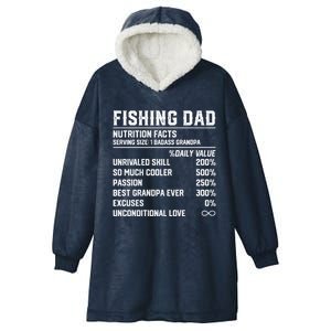 Fishing Dad Nutrition Facts Funny Bass Fish Dad Gift Hooded Wearable Blanket