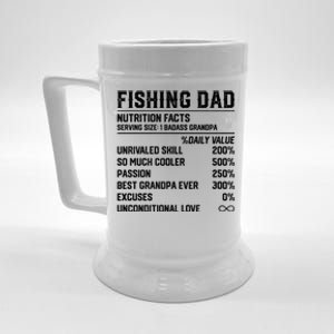 Fishing Dad Nutrition Facts Funny Bass Fish Dad Gift Beer Stein